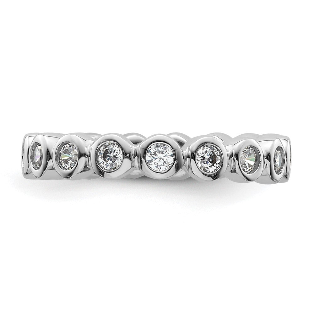 Solid Real 14k White Gold Polished 1/2ct Bezel Set CZ Eternity Wedding Band Ring