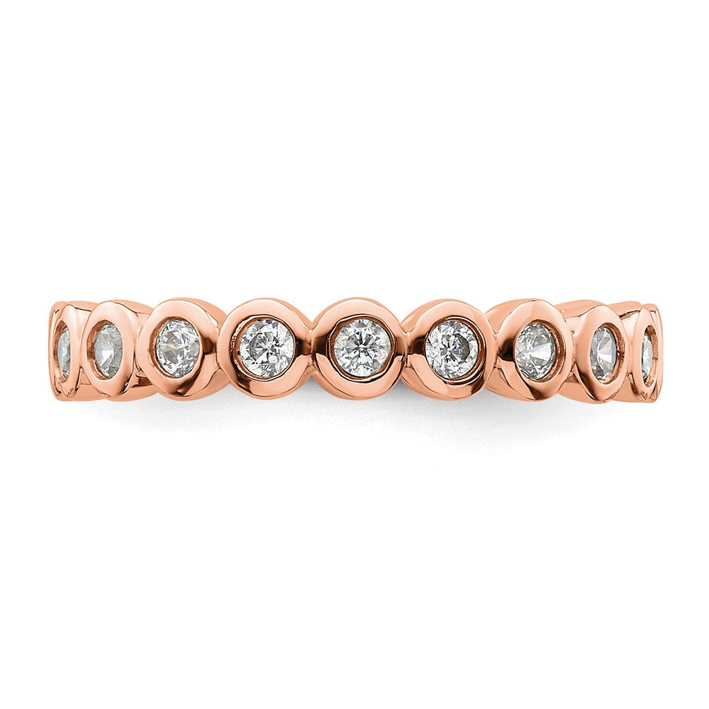 Solid Real 14k Rose Gold Polished 1/2ct Bezel Set CZ Eternity Wedding Band Ring