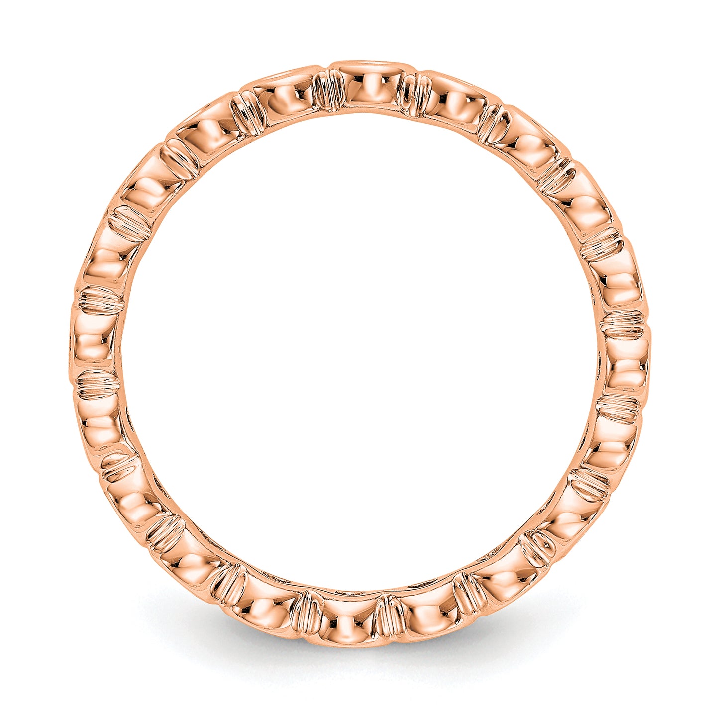 Solid Real 14k Rose Gold Polished 1/2ct Bezel Set CZ Eternity Wedding Band Ring