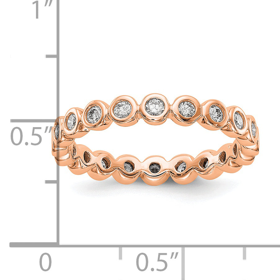 Solid Real 14k Rose Gold Polished 1/2ct Bezel Set CZ Eternity Wedding Band Ring