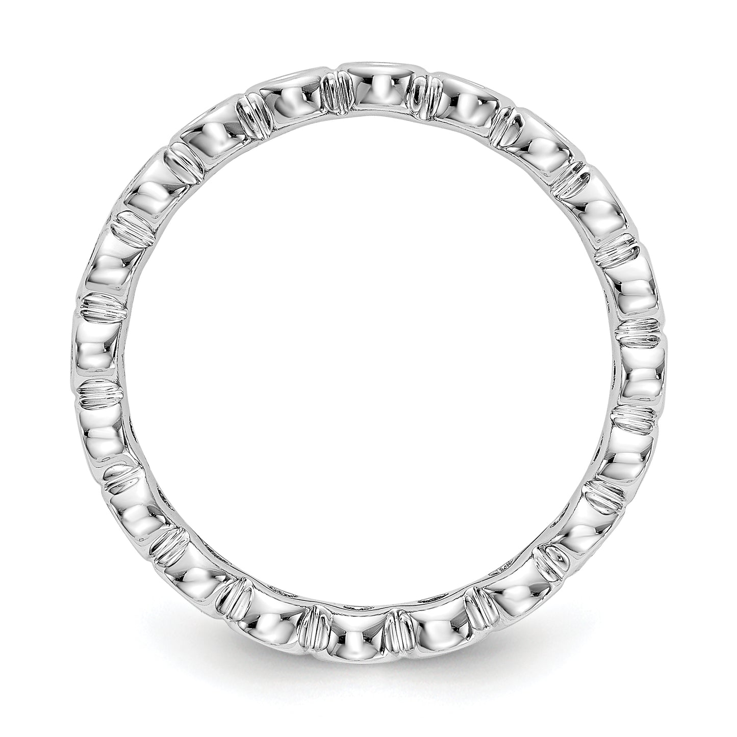 Solid Real 14k White Gold Polished 1/2ct Bezel Set CZ Eternity Wedding Band Ring