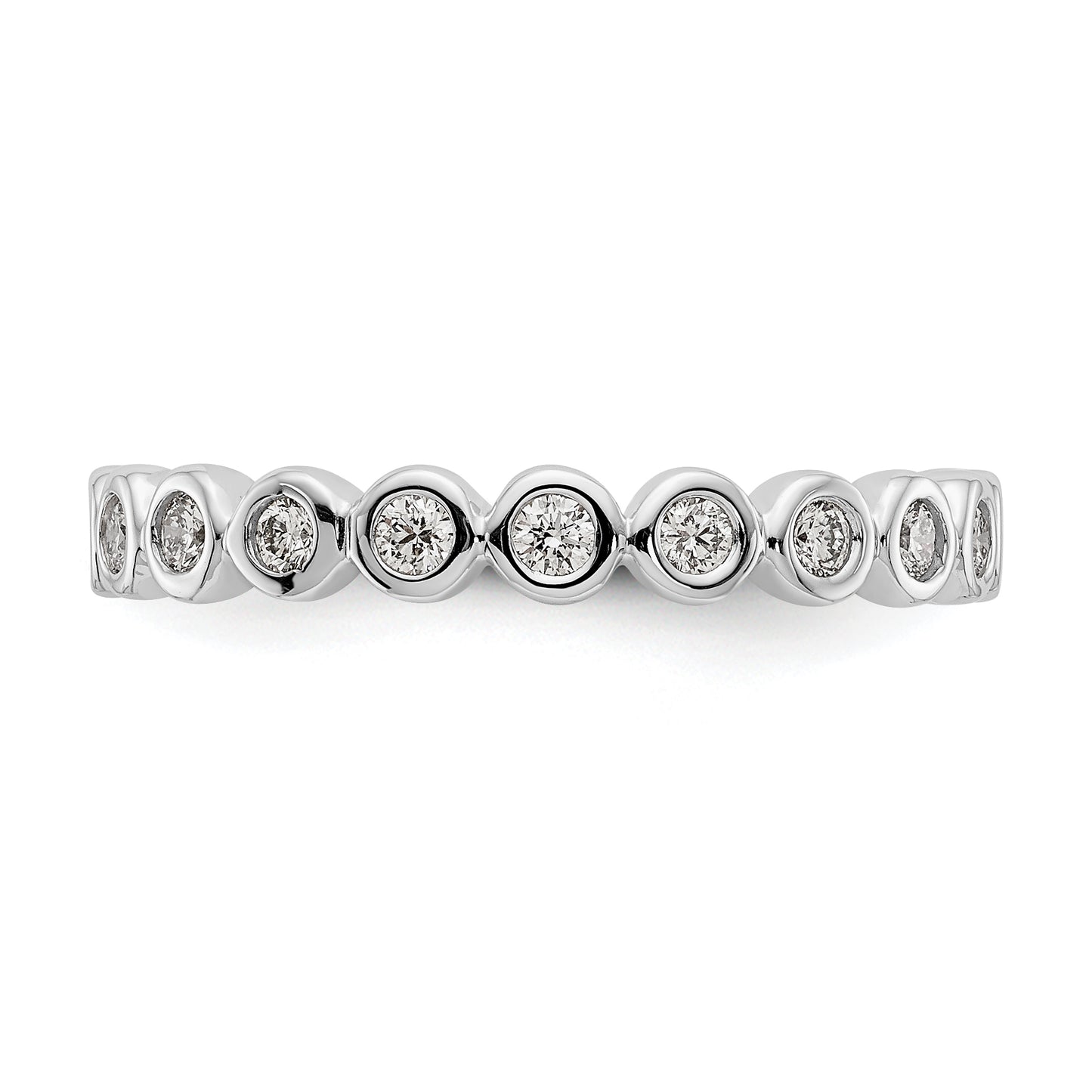 Solid Real 14k White Gold Polished 1/2ct Bezel Set CZ Eternity Wedding Band Ring