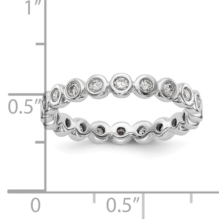 Solid Real 14k White Gold Polished 1/2ct Bezel Set CZ Eternity Wedding Band Ring