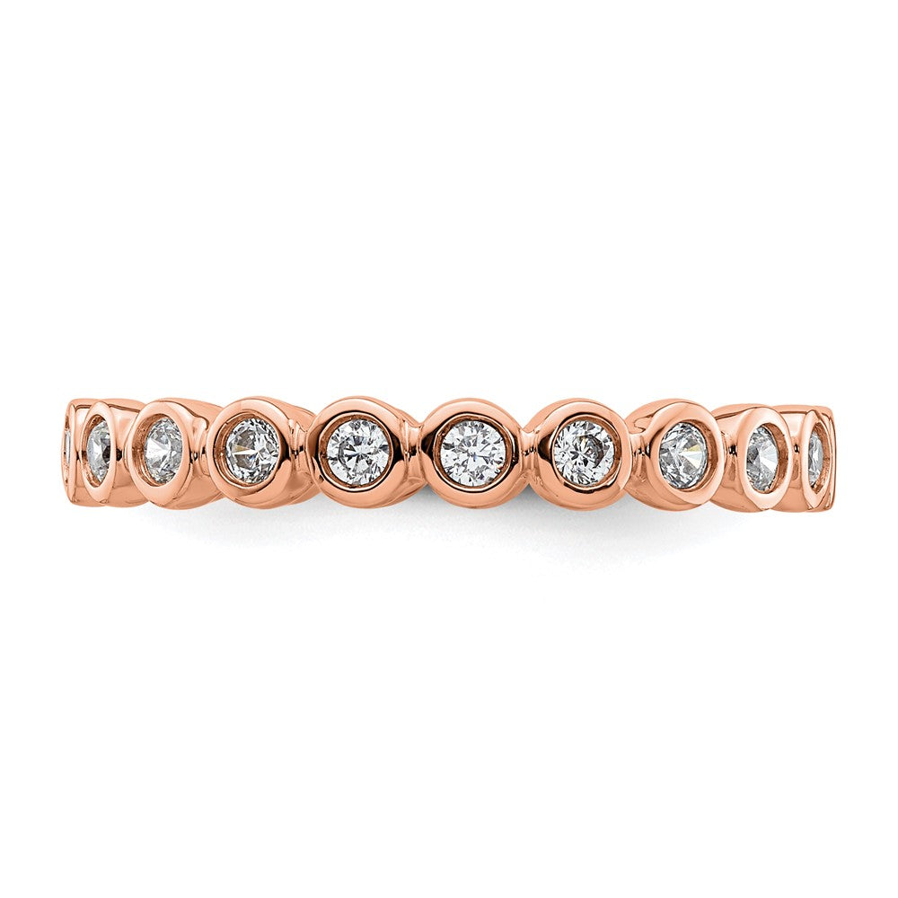 Solid Real 14k Rose Gold Polished 1/2ct Bezel Set CZ Eternity Wedding Band Ring