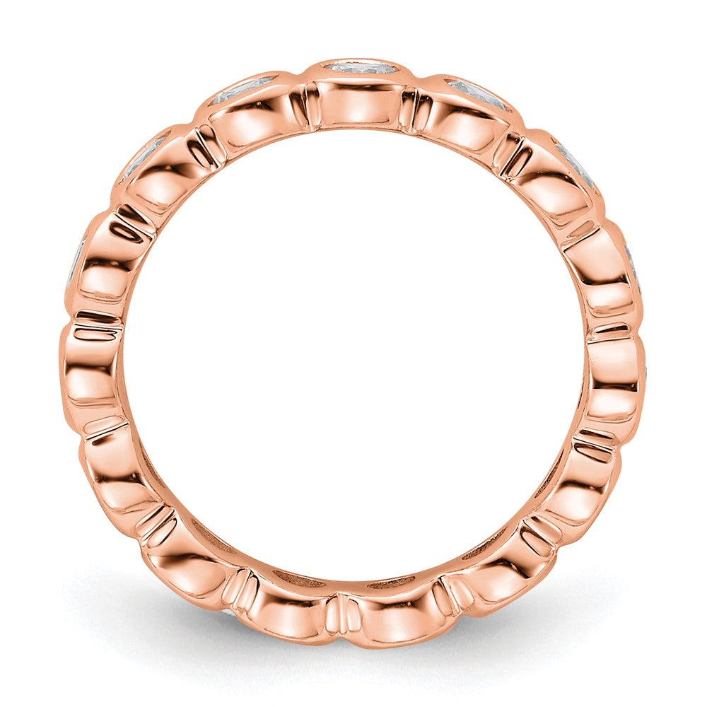 Solid Real 14k Rose Gold Polished 1ct Bezel Set CZ Eternity Wedding Band Ring