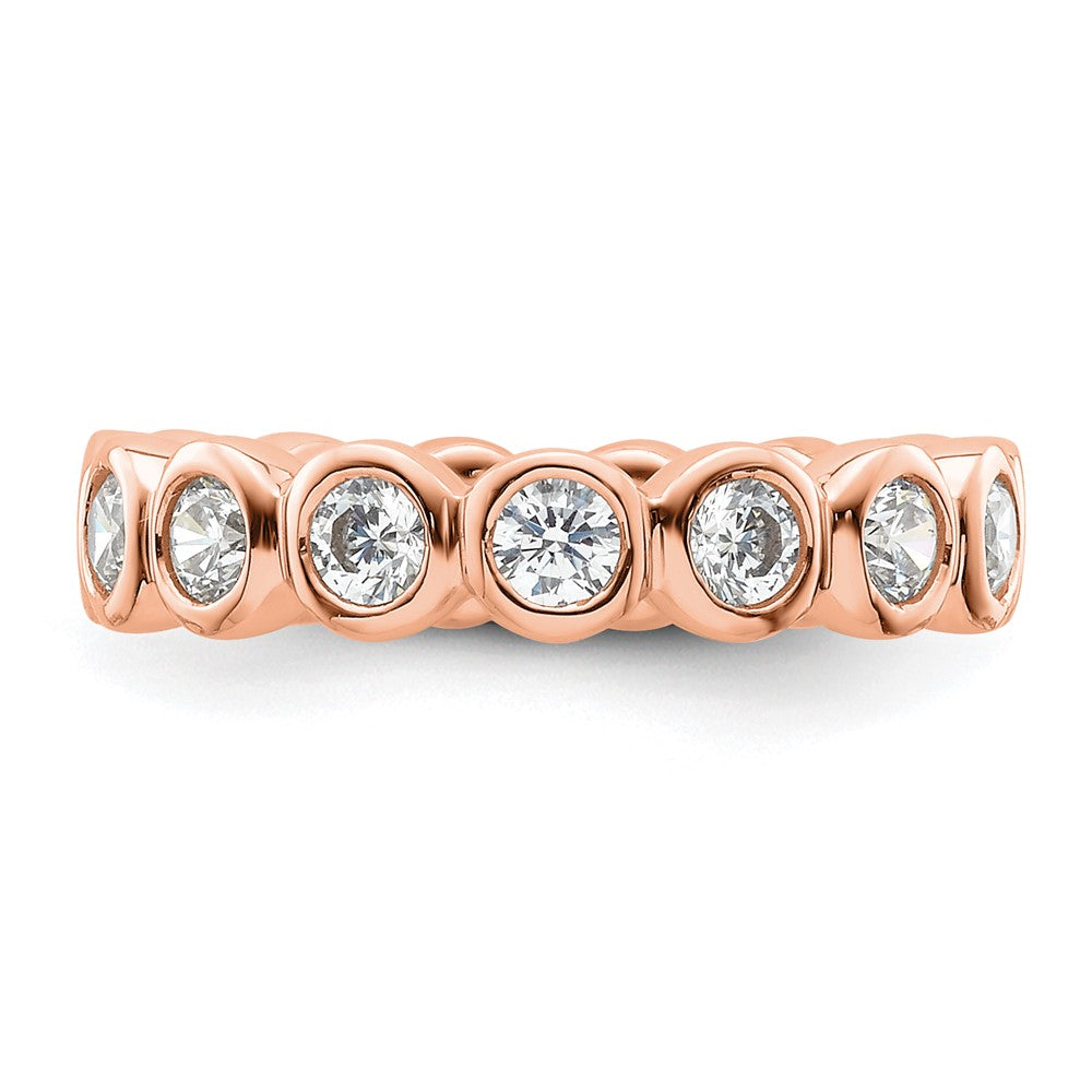 Solid Real 14k Rose Gold Polished 1ct Bezel Set CZ Eternity Wedding Band Ring