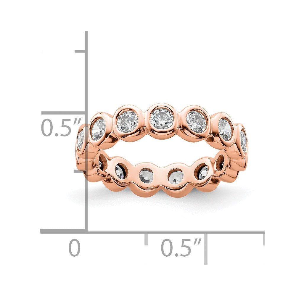 Solid Real 14k Rose Gold Polished 1ct Bezel Set CZ Eternity Wedding Band Ring