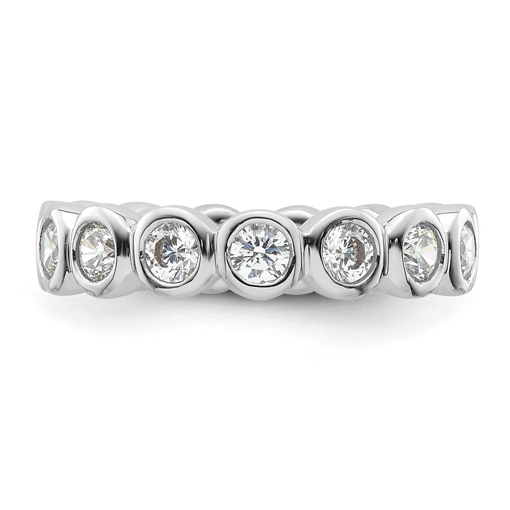 Solid Real 14k White Gold Polished 1ct Bezel Set CZ Eternity Wedding Band Ring