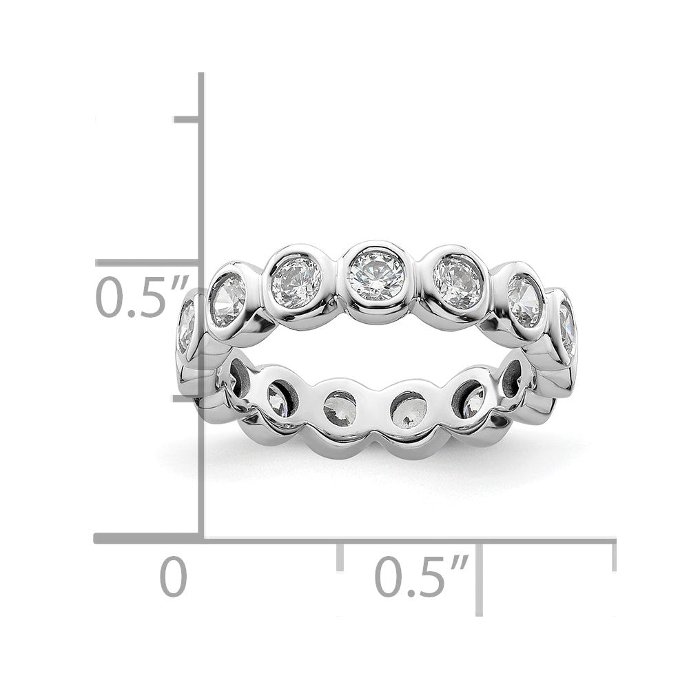 Solid Real 14k White Gold Polished 1ct Bezel Set CZ Eternity Wedding Band Ring