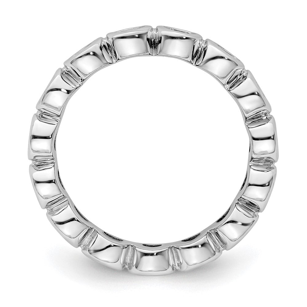 Solid Real 14k White Gold Polished 1ct Bezel Set CZ Eternity Wedding Band Ring