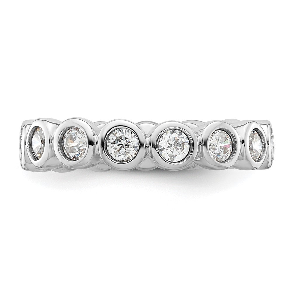 Solid Real 14k White Gold Polished 1ct Bezel Set CZ Eternity Wedding Band Ring