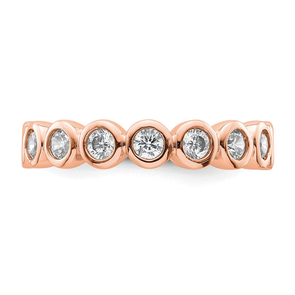 Solid Real 14k Rose Gold Polished 1ct Bezel Set CZ Eternity Wedding Band Ring