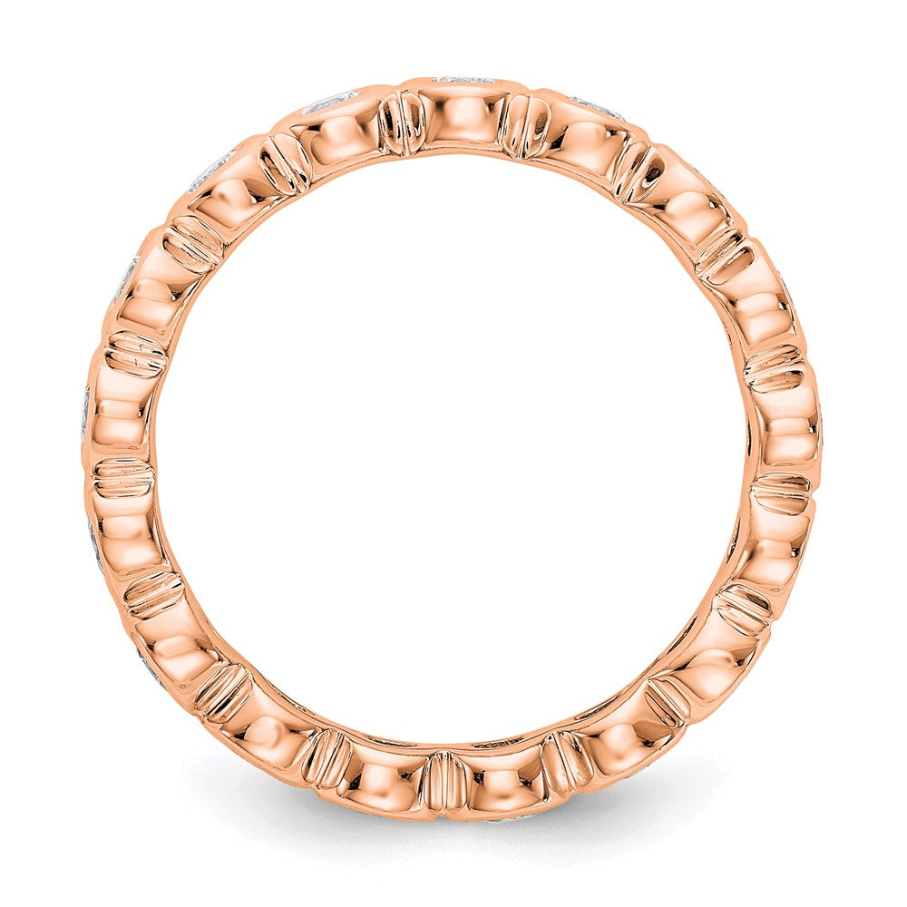 Solid Real 14k Rose Gold Polished 1ct Bezel Set CZ Eternity Wedding Band Ring