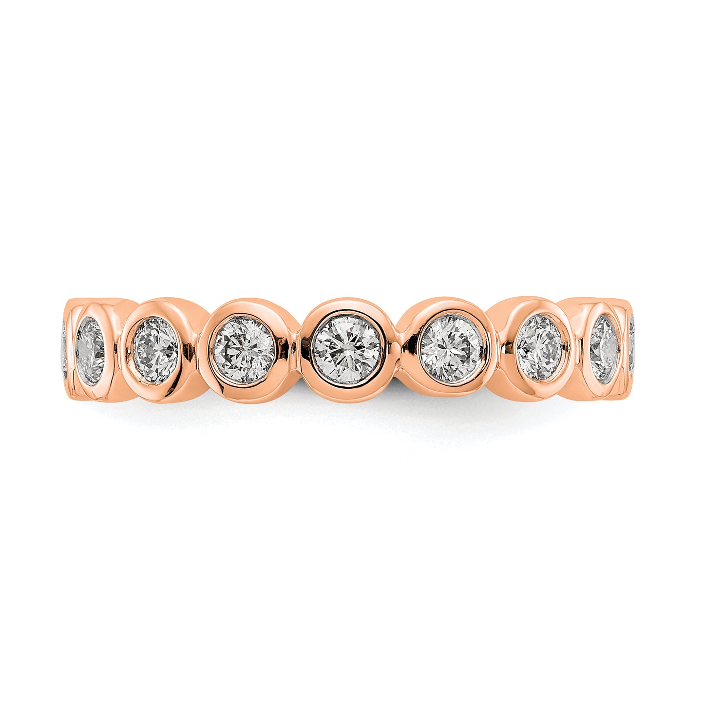 Solid Real 14k Rose Gold Polished 1ct Bezel Set CZ Eternity Wedding Band Ring