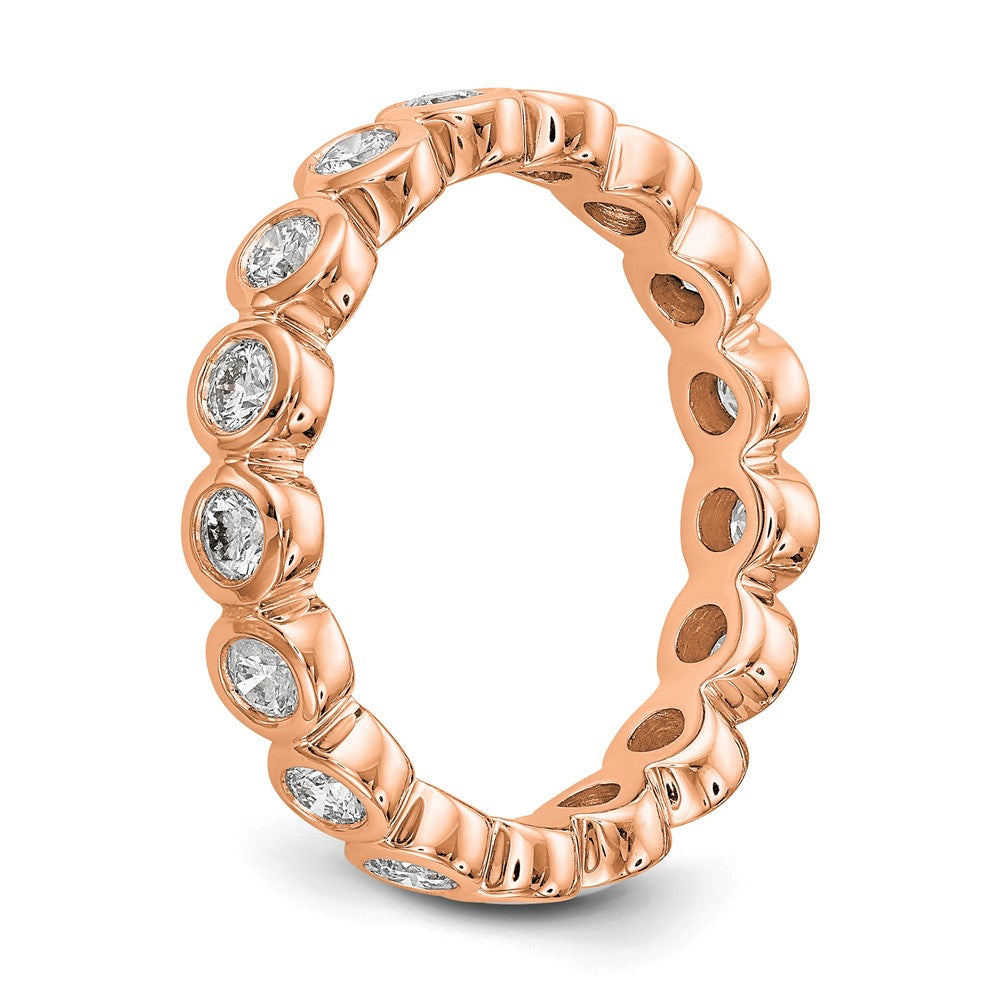 Solid Real 14k Rose Gold Polished 1ct Bezel Set CZ Eternity Wedding Band Ring