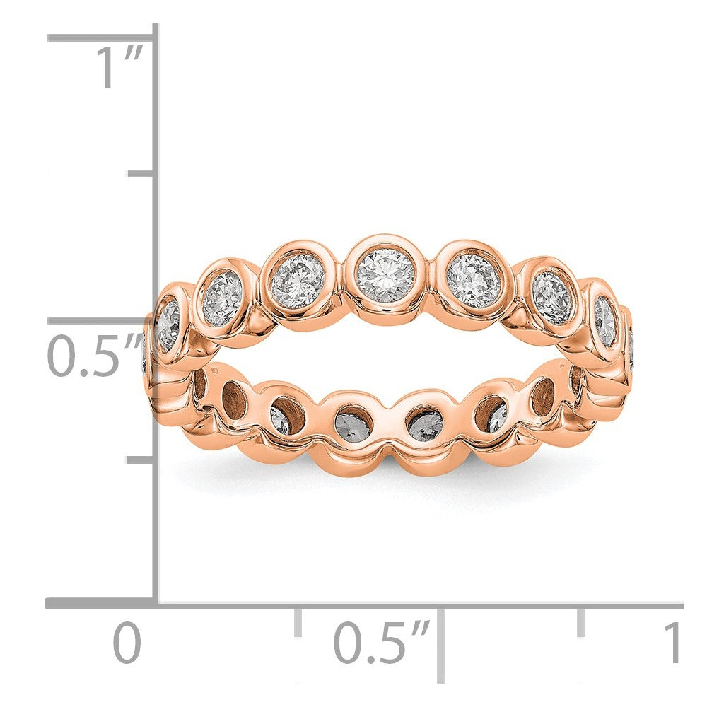 Solid Real 14k Rose Gold Polished 1ct Bezel Set CZ Eternity Wedding Band Ring