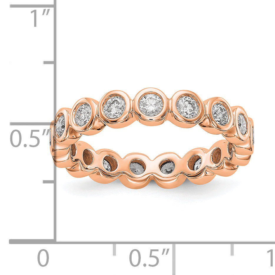 Solid Real 14k Rose Gold Polished 1ct Bezel Set CZ Eternity Wedding Band Ring