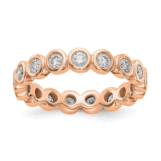 Solid Real 14k Rose Gold Polished 1ct Bezel Set CZ Eternity Wedding Band Ring