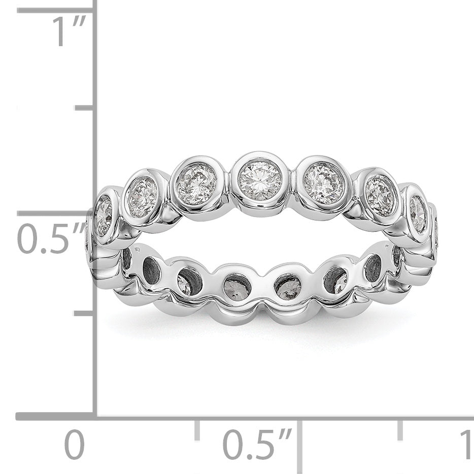 Solid Real 14k White Gold Polished 1ct Bezel Set CZ Eternity Wedding Band Ring