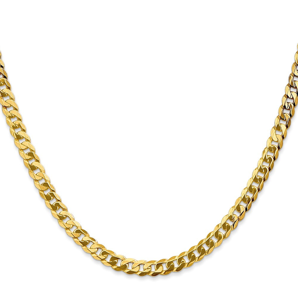 Solid 14K Yellow Gold 22 inch 4.75mm Flat Beveled Curb with Lobster Clasp Chain Necklace