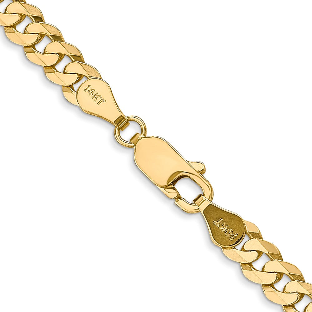 Solid 14K Yellow Gold 22 inch 4.75mm Flat Beveled Curb with Lobster Clasp Chain Necklace