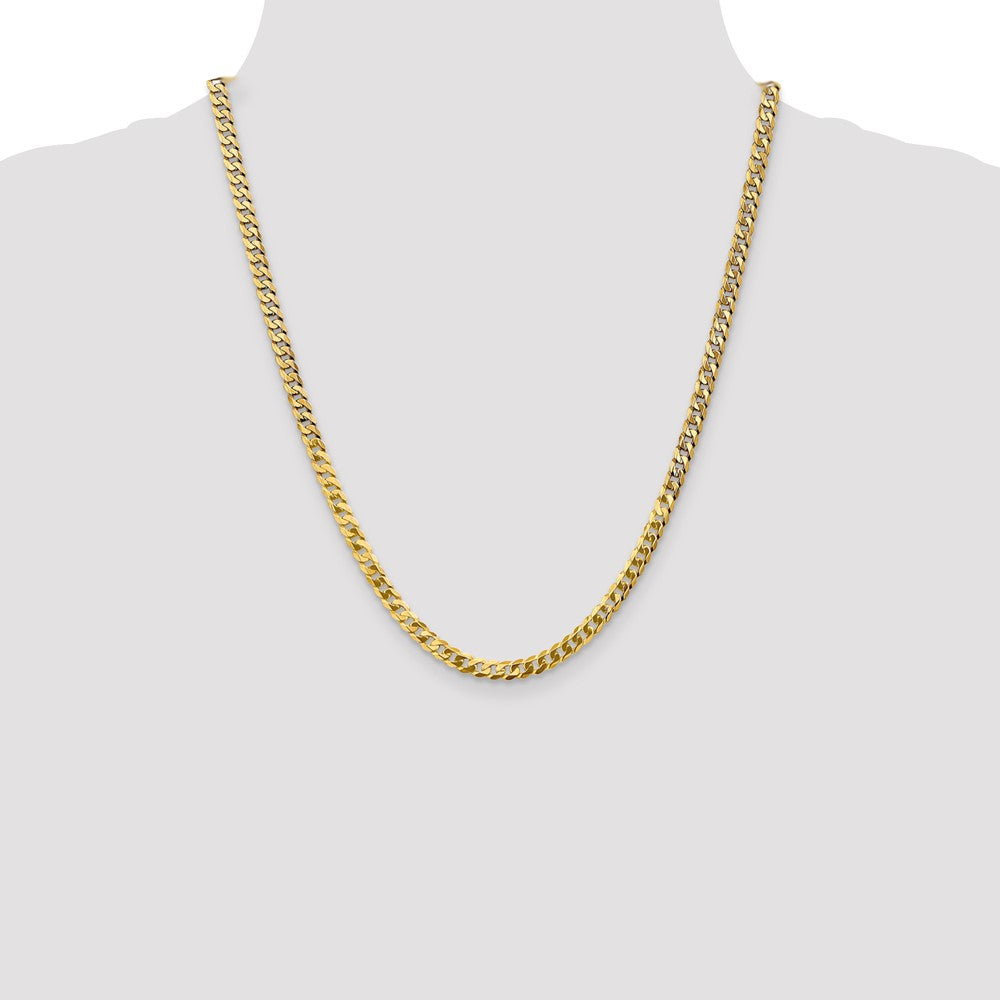 Solid 14K Yellow Gold 22 inch 4.75mm Flat Beveled Curb with Lobster Clasp Chain Necklace