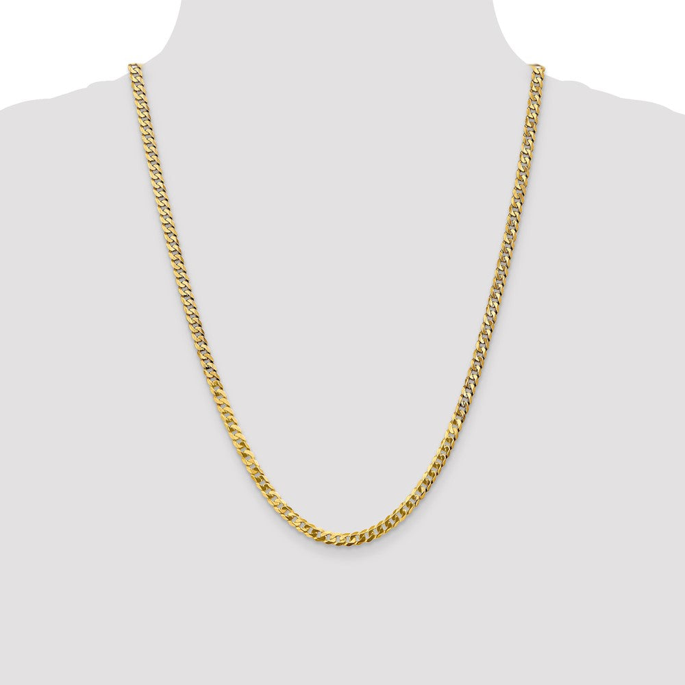 Solid 14K Yellow Gold 24 inch 4.75mm Flat Beveled Curb with Lobster Clasp Chain Necklace