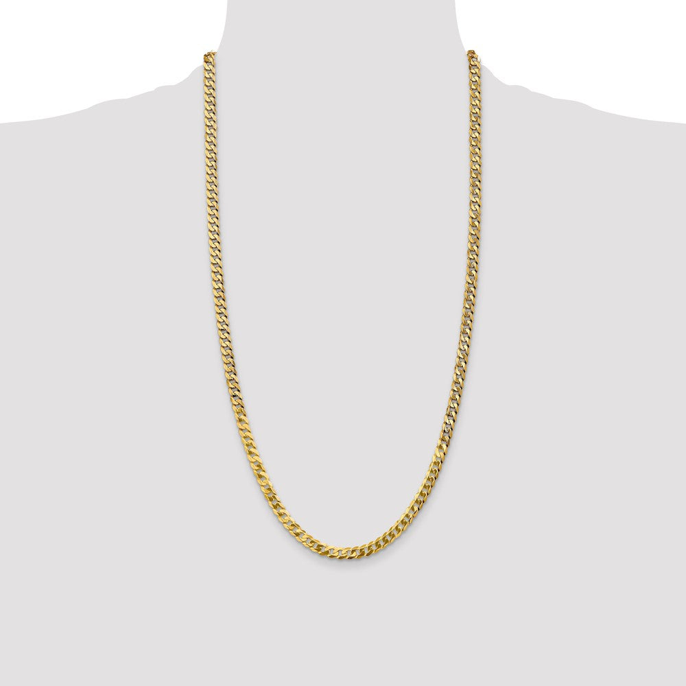 Solid 14K Yellow Gold 28 inch 4.75mm Flat Beveled Curb with Lobster Clasp Chain Necklace