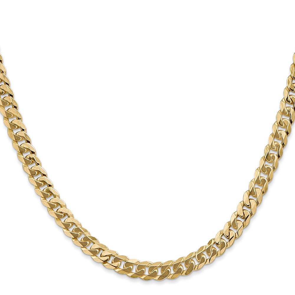 Solid 14K Yellow Gold 24 inch 5.75mm Flat Beveled Curb with Lobster Clasp Chain Necklace