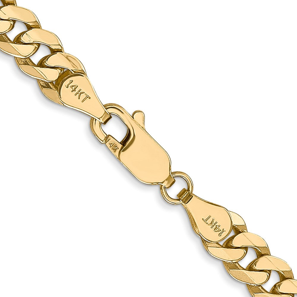 Solid 14K Yellow Gold 24 inch 5.75mm Flat Beveled Curb with Lobster Clasp Chain Necklace