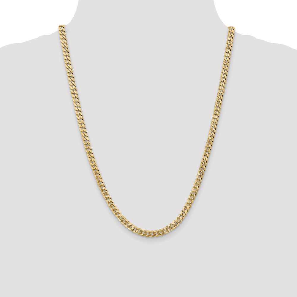 Solid 14K Yellow Gold 24 inch 5.75mm Flat Beveled Curb with Lobster Clasp Chain Necklace