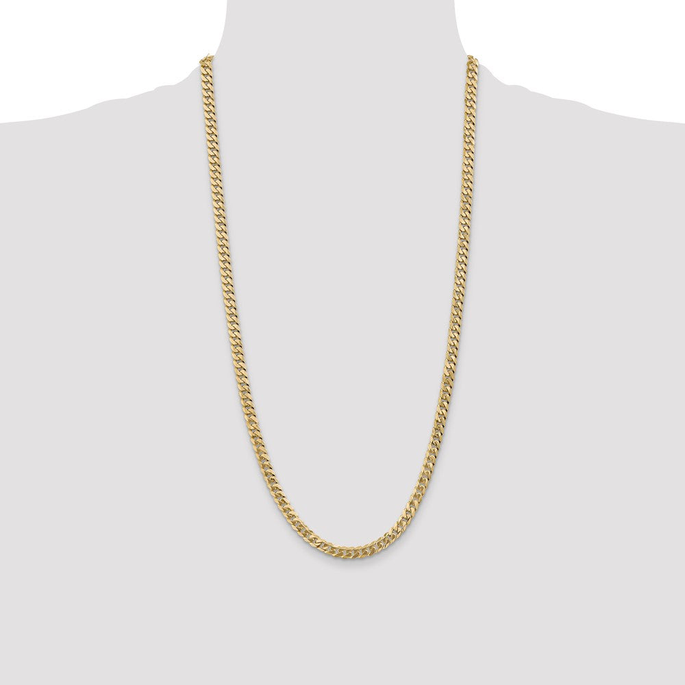 Solid 14K Yellow Gold 28 inch 5.75mm Flat Beveled Curb with Lobster Clasp Chain Necklace