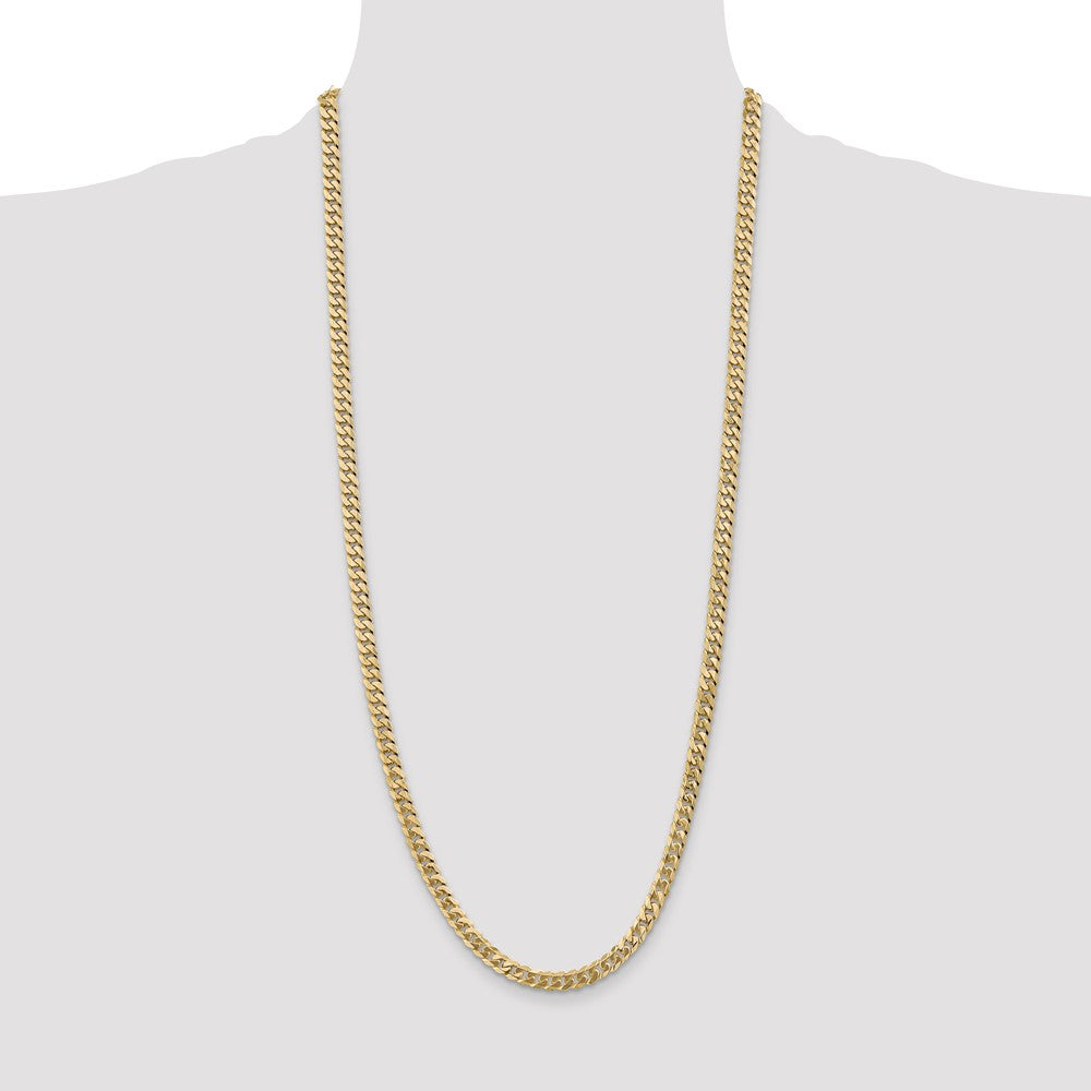 Solid 14K Yellow Gold 30 inch 5.75mm Flat Beveled Curb with Lobster Clasp Chain Necklace