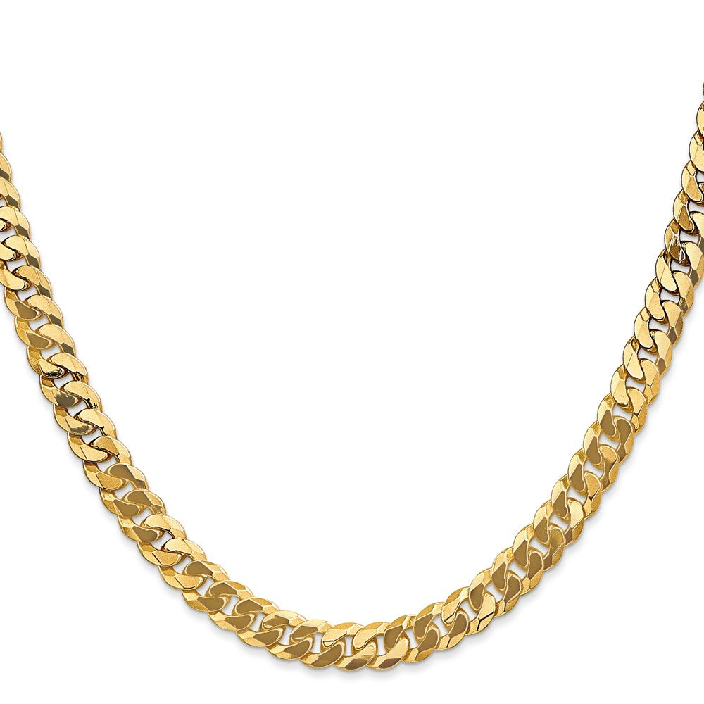 Solid 14K Yellow Gold 28 inch 6.25mm Flat Beveled Curb with Lobster Clasp Chain Necklace