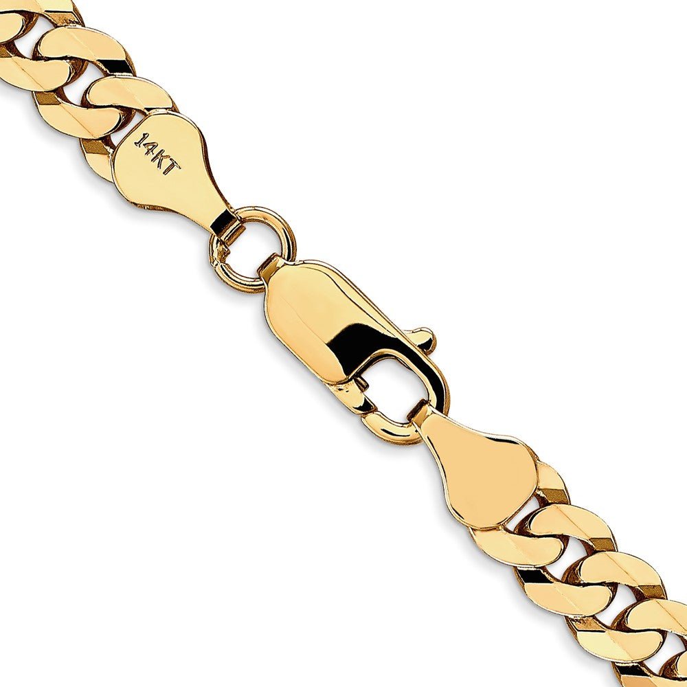 Solid 14K Yellow Gold 28 inch 6.25mm Flat Beveled Curb with Lobster Clasp Chain Necklace