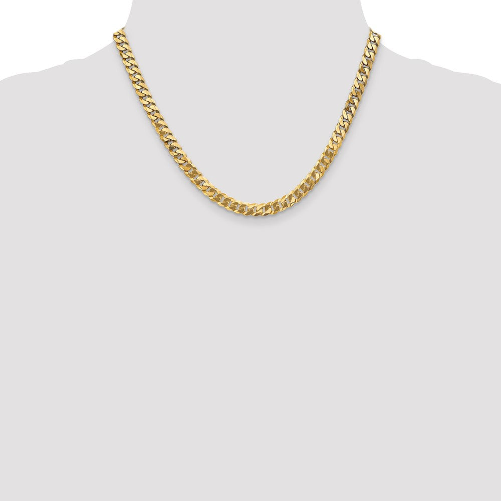 Solid 14K Yellow Gold 18 inch 6.25mm Flat Beveled Curb with Lobster Clasp Chain Necklace