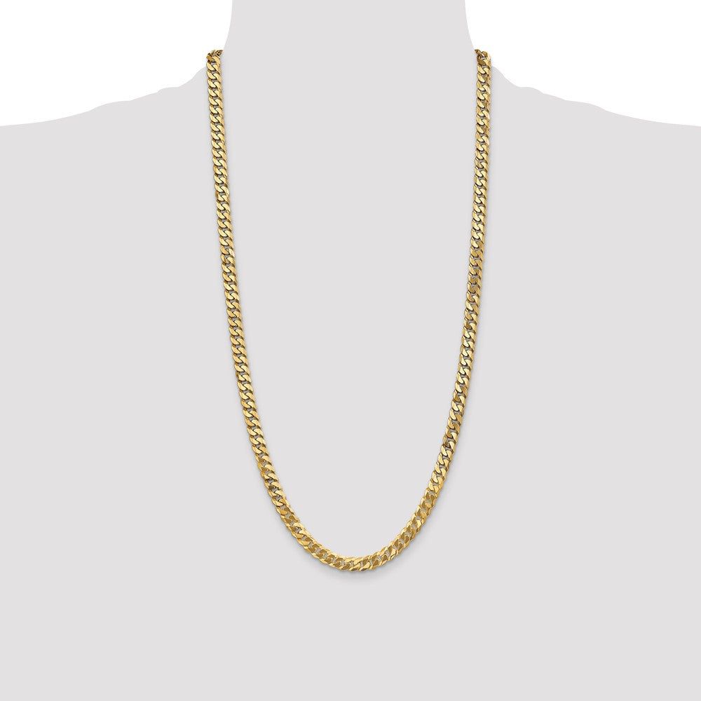 Solid 14K Yellow Gold 28 inch 6.25mm Flat Beveled Curb with Lobster Clasp Chain Necklace