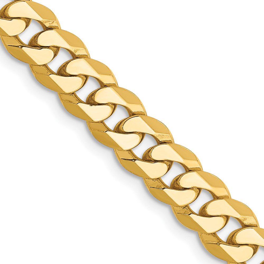 Solid 14K Yellow Gold 28 inch 6.25mm Flat Beveled Curb with Lobster Clasp Chain Necklace