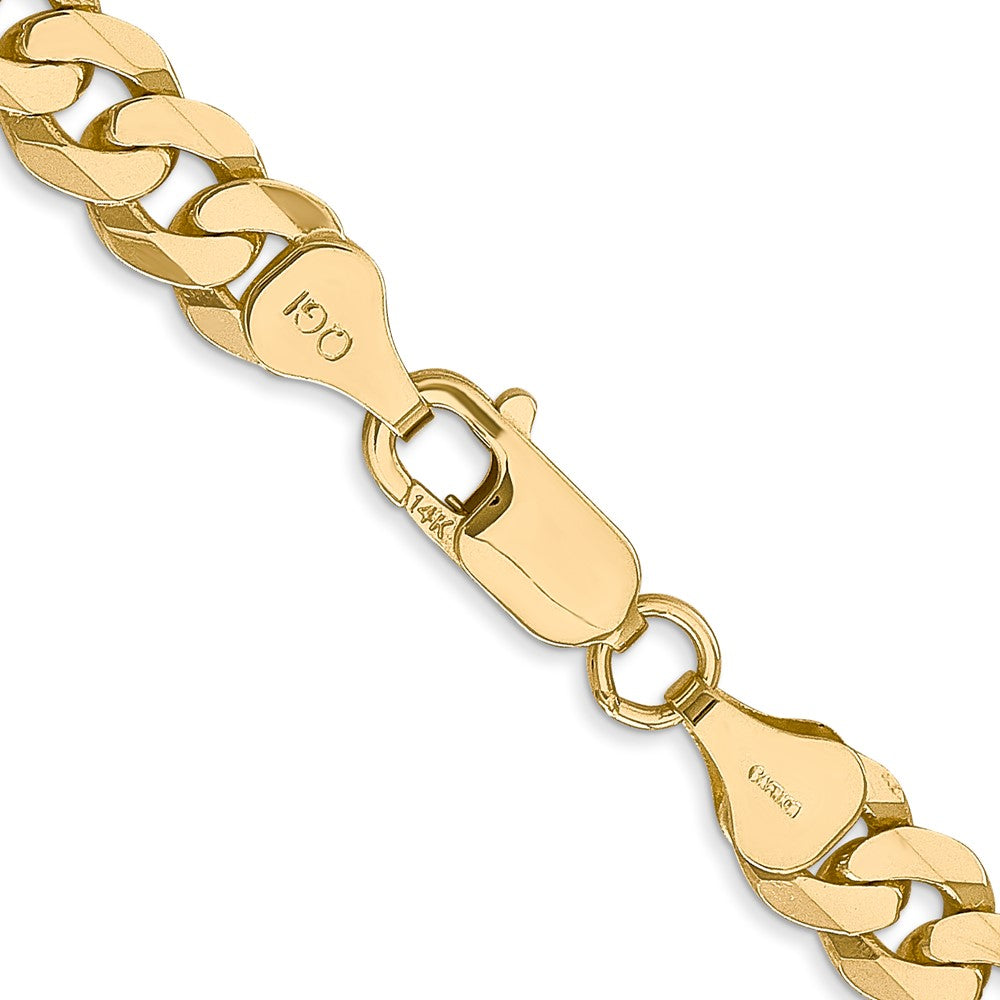 Solid 14K Yellow Gold 26 inch 7.25mm Flat Beveled Curb with Lobster Clasp Chain Necklace