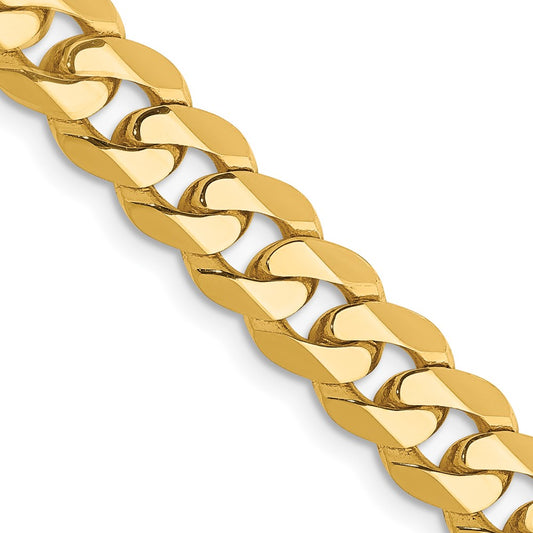 Solid 14K Yellow Gold 20 inch 7.25mm Flat Beveled Curb with Lobster Clasp Chain Necklace