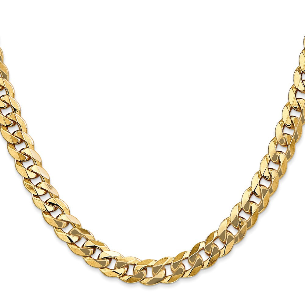 Solid 14K Yellow Gold 22 inch 8mm Flat Beveled Curb with Lobster Clasp Chain Necklace