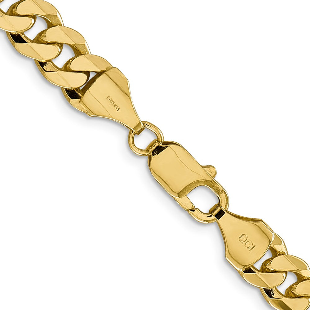 Solid 14K Yellow Gold 24 inch 8.5mm Flat Beveled Curb with Lobster Clasp Chain Necklace