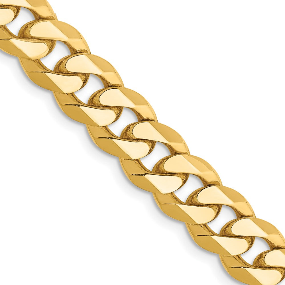 Solid 14K Yellow Gold 20 inch 8.5mm Flat Beveled Curb with Lobster Clasp Chain Necklace