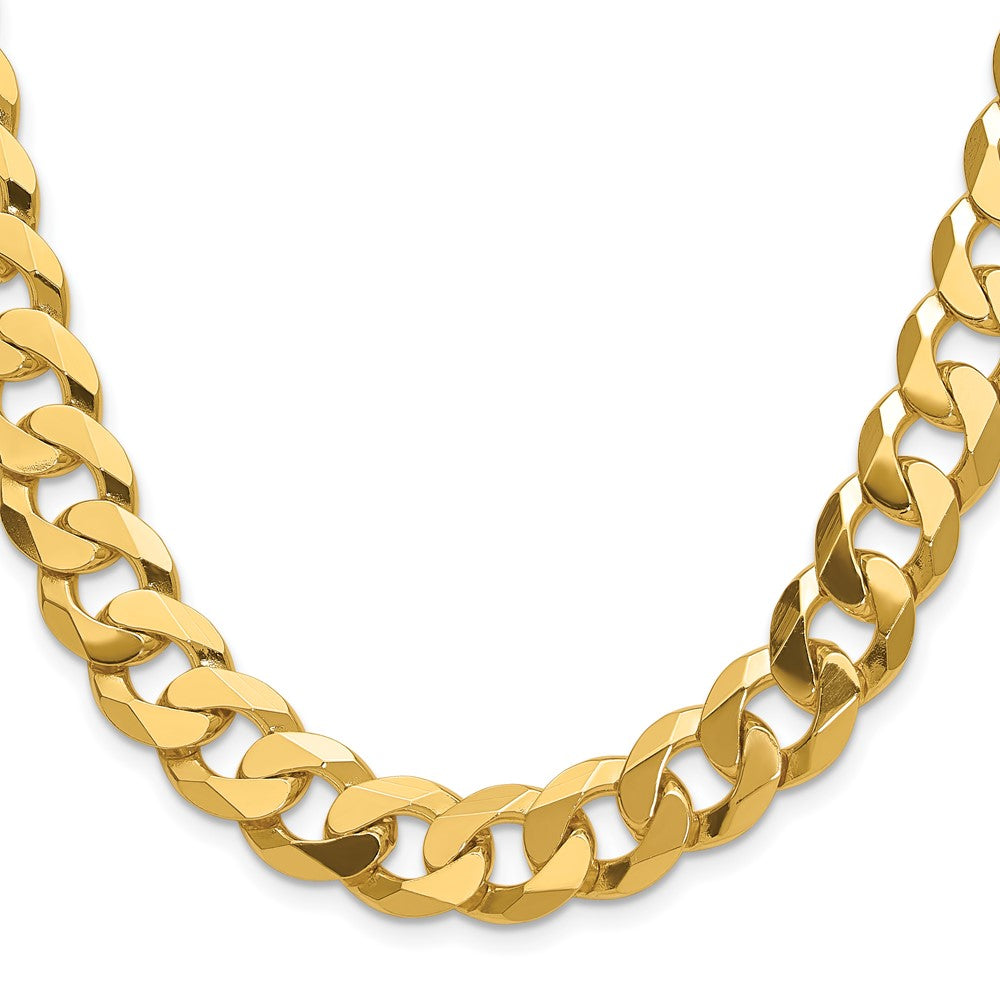 Solid 14K Yellow Gold 12.0mm Flat Beveled Curb Chain Chain