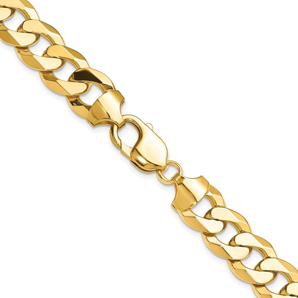 Solid 14K Yellow Gold 12.0mm Flat Beveled Curb Chain Chain