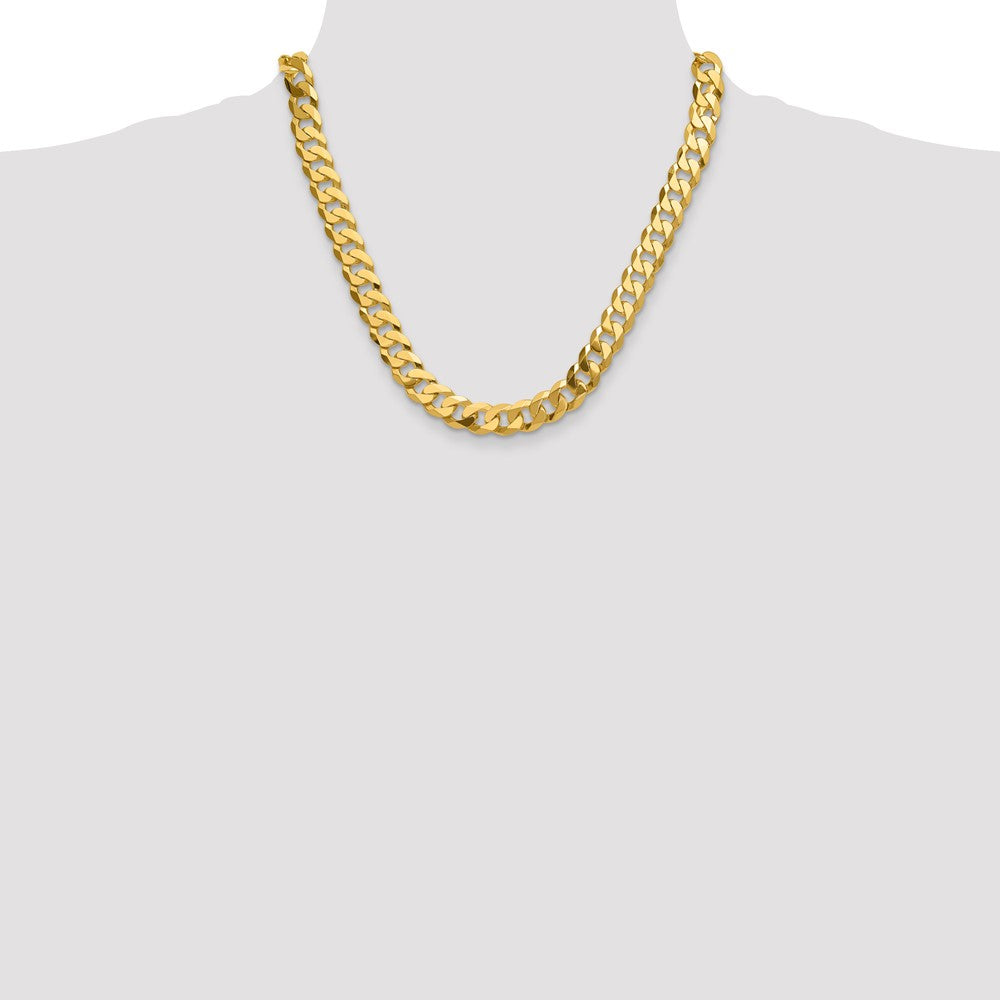 Solid 14K Yellow Gold 12.0mm Flat Beveled Curb Chain Chain