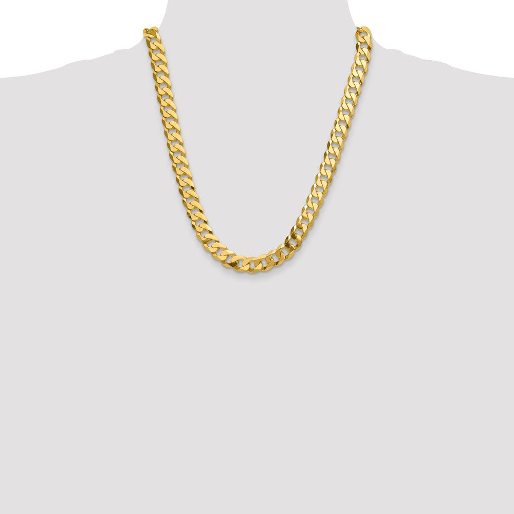 Solid 14K Yellow Gold 12.0mm Flat Beveled Curb Chain Chain