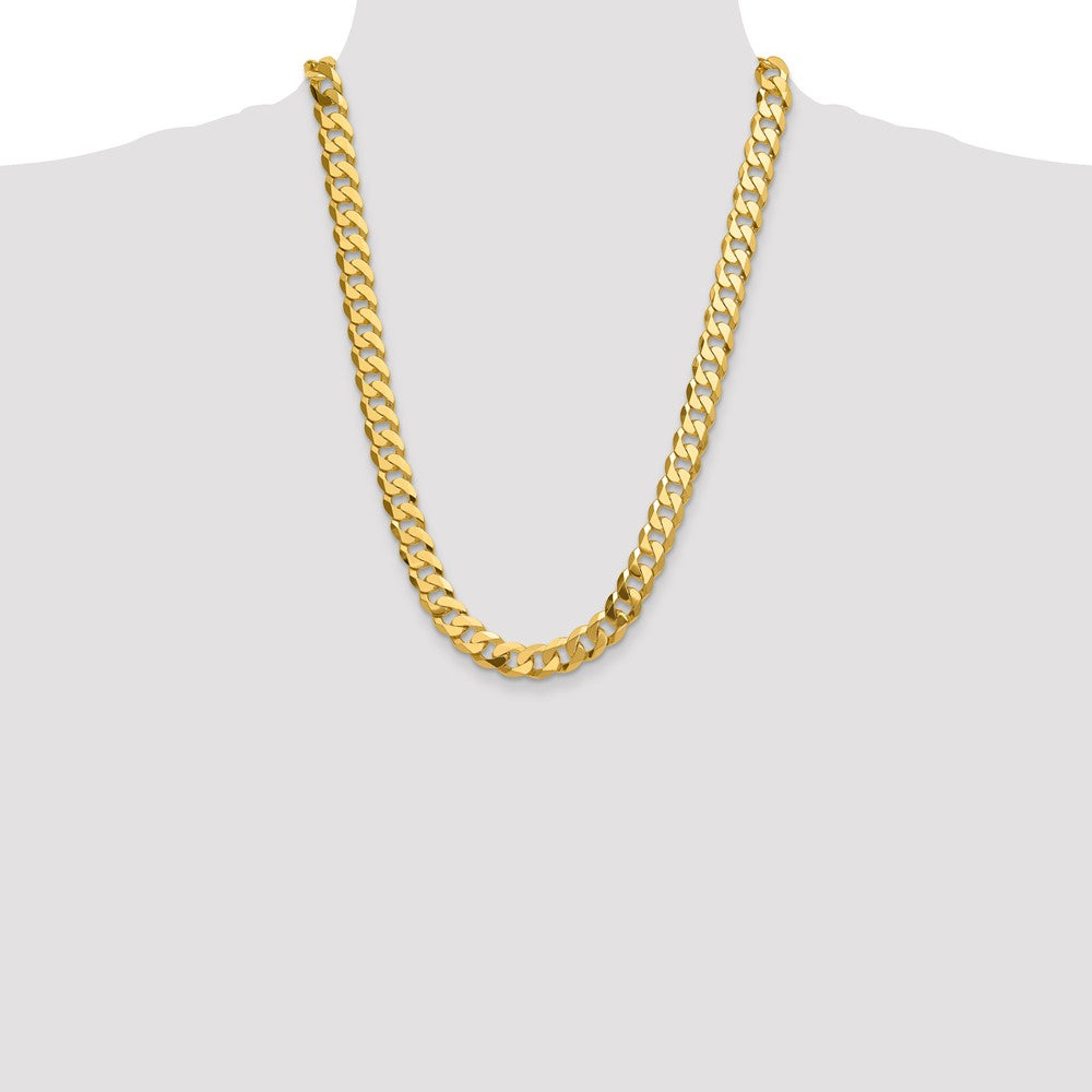 Solid 14K Yellow Gold 12.0mm Flat Beveled Curb Chain Chain