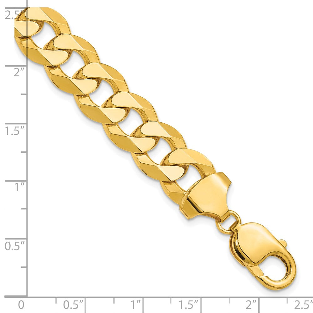 Solid 14K Yellow Gold 12.0mm Flat Beveled Curb Chain Chain