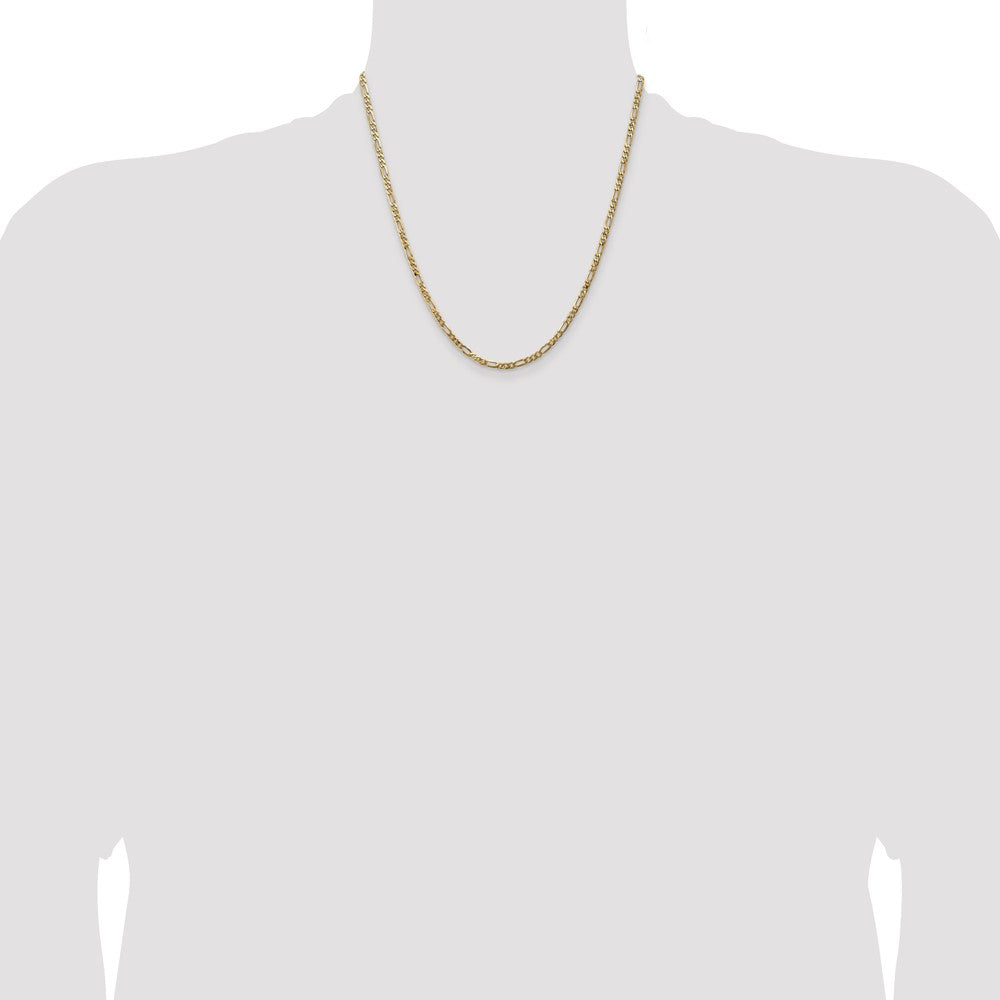 14K Yellow Gold 20 inch 3mm Flat Figaro with Lobster Clasp Chain Necklace